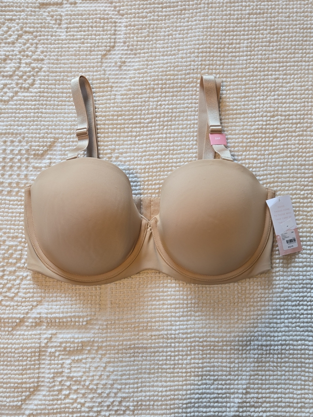 NWT Cacique 34F Lane Bryant Modern Collection Multi-Way Strapless Bra Beige